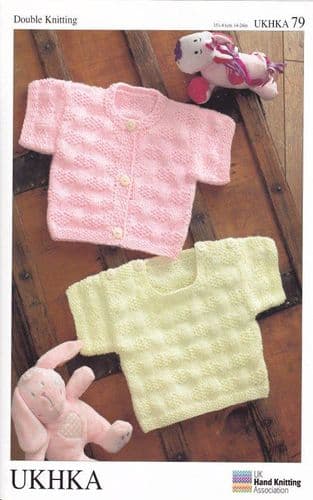 UKHKA 079 - DK SWEATER & CARDIGAN KNITTING PATTERN - SIZE BIRTH TO  4 YEARS