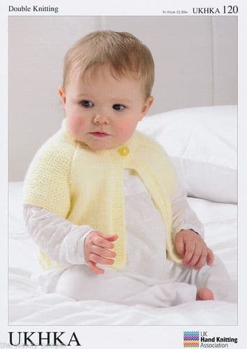 UKHKA 120- DK CARDIGAN & HAT  KNITTING PATTERN - TO FIT 12" TO 20"