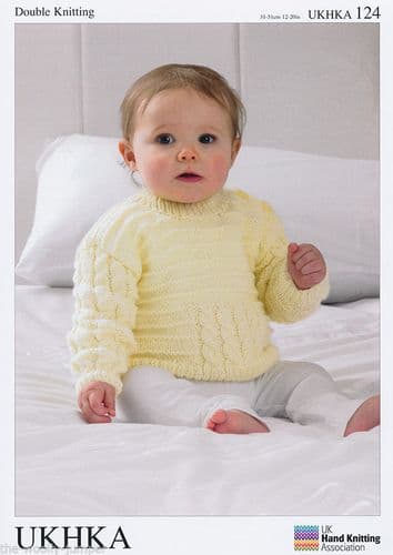 UKHKA 124- DK CARDIGAN & SWEATER KNITTING PATTERN - TO FIT 12" TO 20"