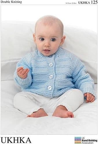 UKHKA 125 - DK CARDIGAN KNITTING PATTERN - SIZE BIRTH TO 12 MONTHS