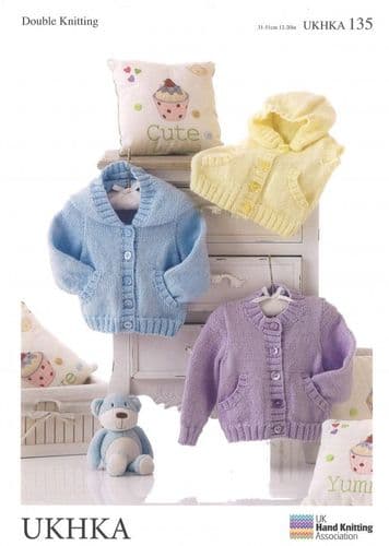 UKHKA 135 - DK JACKET & WAISTCOAT KNITTING PATTERN - SIZE BIRTH TO 12 MONTHS