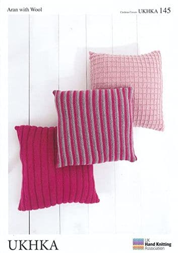 UKHKA 145 - ARAN WITH WOOL CUSHION KNITTING PATTERN