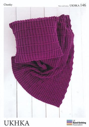 UKHKA 146 - CHUNKY CUSHION COVER & THROW KNITTING PATTERN