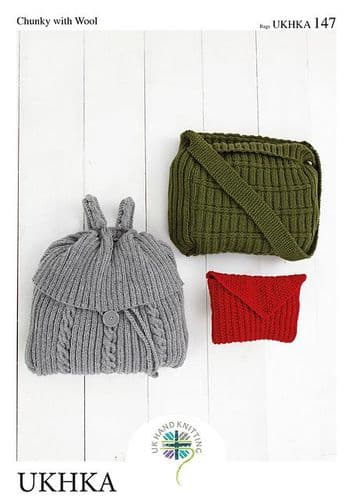 UKHKA 147 - CHUNKY WITH WOOL BAG KNITTING PATTERN