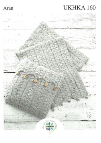 UKHKA 160 - ARAN CUSHION & BLANKET KNITTING PATTERN