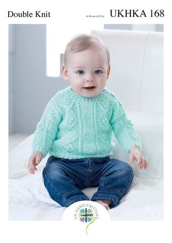 UKHKA 168 DK SWEATER & CARDIGAN KNITTING PATTERN - TO FIT CHEST SIZE 16" TO 22"