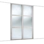 2 Doors and track: 2 x 610mm Shaker 3 panel Cashmere frame mirror doors for an opening width 1145mm