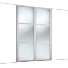 2 Doors and track: 2x610mm Shaker 3 panel Light grey frame mirror doors for an opening width 1145mm