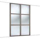 2 Doors and track: 2x610mm Shaker 3panel Stone grey frame mirror doors for an opening width 1145mm