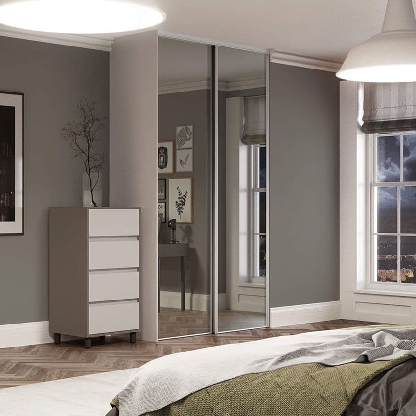2 x 762mm Silver frame and Mirror for an opening width of 1498mm