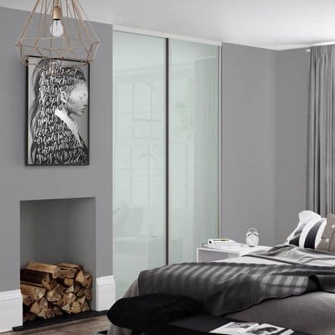 2 x 762mm Spacepro Classic White Glass, White Framed Sliding