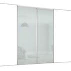 2 x 762mm Spacepro Classic White Glass, White Framed Sliding