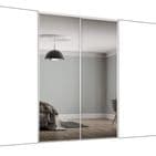 2x 610mm Classic White Framed, Mirror Sliding Door