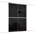 2x 610mm Minimalist Black Glass Sliding Door Kit for an opening width of 1195mm