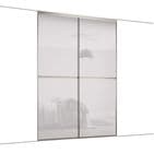 2x 762mm Minimalist Grey Glass Sliding Door Kit for an opening width of 1499mm