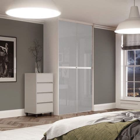 2x 914mm Minimalist Arctic White Glass Sliding Door Kit for an opening width of 1803mm