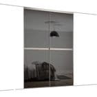 2x 914mm Minimalist Grey Mirror Sliding Door Kit for an opening width of 1803mm