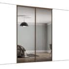 2x Classic 914mm doors and track kit, Carini Walnut frame and mirror, for an opening width 1793mm
