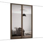 2x Shaker 610mm doors and track kit, Carini Walnut frame and mirror, for an opening width 1145mm