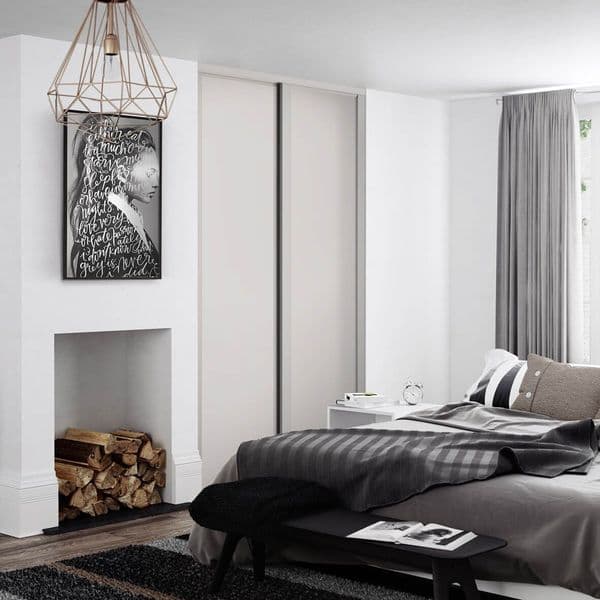 2x610mm Shaker Cashmere frame and panel sliding wardrobe KIT for an opening width 1145mm