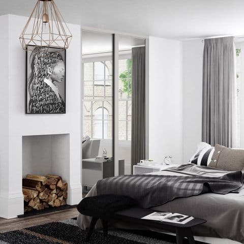 2x610mm Shaker single panel Cashmere Frame/mirror doors and track for an opening width 1145mm