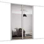 2x610mm Shaker single panel Cashmere Frame/mirror doors and track for an opening width 1145mm