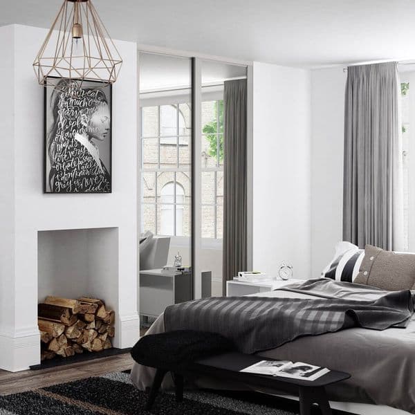 2x762mm Shaker single panel Cashmere Frame/mirror doors and track for an opening width 1449mm