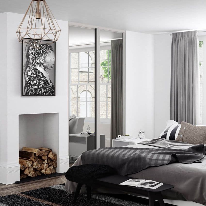 2x762mm Shaker single panel Cashmere Frame/mirror doors and track for an opening width 1449mm