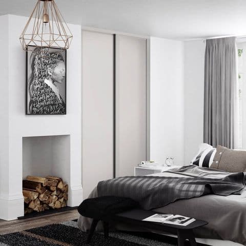2x914mm Shaker Cashmere frame and panel sliding wardrobe KIT for an opening width 1753mm