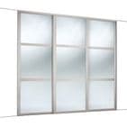 3 Door and track: 3 x 610mm Shaker 3 panel Cashmere frame mirror doors for an opening width 1680mm