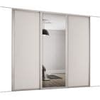 3 Doors and track: 2x 610mm Shaker Cashmere frame and panel/1x mirror-for an opening width 1680mm