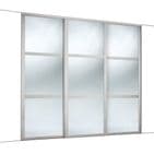 3 Doors and track: 3x914mm Shaker 3 panel Light grey frame mirror doors for an opening width 2592mm