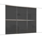 3x 762mm Minimalist Black Glass Sliding Door Kit for an opening width of 2236mm