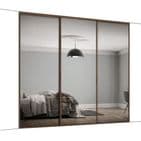 3x Classic 762mm doors and track kit, Carini Walnut frame and mirror, for an opening width 2216mm