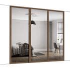 3x Shaker 914mm doors and track kit, Carini Walnut frame and mirror, for an opening width 2592mm
