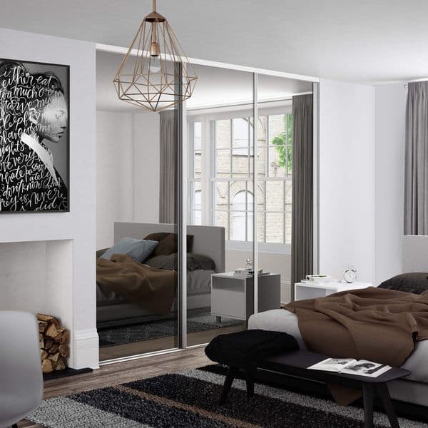 3x762mm White Frame Mirror Sliding doors for an opening width of 2236mm