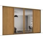 4 Door and track KIT-2x 762mm Shaker Oak frame and panel/ 2x mirror, for an opening width 2898mm