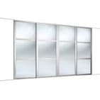 4 Door and track kit: 4 x 914mm Shaker 3 panel White frame mirror doors for an opening width 3506mm