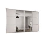 4 Doors and track-2x 914mm Shaker, 3 panel Cashmere frame 2x mirror, for an opening width 3506mm