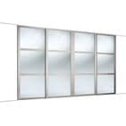 4 Doors and track: 4 x 762mm Shaker 3 panel Cashmere frame mirror doors for an opening width 2898mm