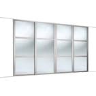 4 Doors and track: 4x610mm Shaker 3 panel Light Grey frame mirror doors for an opening width 2290mm