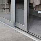 4 Doors and track: 4x914mm Shaker 3 panel Light Grey frame mirror doors for an opening width 3506mm