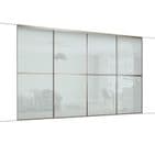 4x 610mm Minimalist Arctic White Glass Sliding Door Kit for an opening width of 2390mm