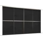 4x 610mm Minimalist Black Glass Sliding Door Kit for an opening width of 2390mm