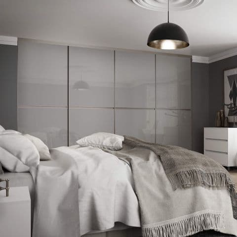 4x 610mm Minimalist Grey Glass Sliding Door Kit for an opening width of 2390mm