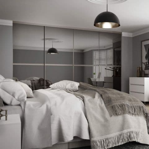 4x 610mm Minimalist Grey Mirror Sliding Door Kit for an opening width of 2390mm