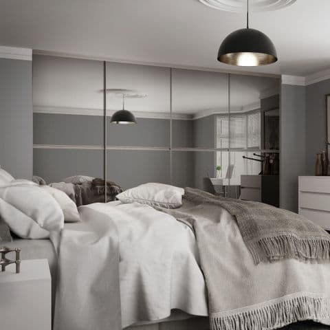 4x 762mm Minimalist Silver Mirror Sliding Door Kit for an opening width of 2998mm