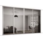 4x 762mm Shaker Cashmere frame and Mirror panel sliding wardrobe KIT for an opening width of 2898mm