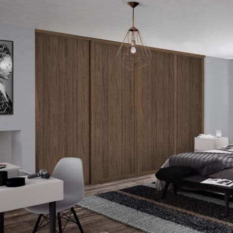 4x Shaker 762mm doors and track kit, Carini Walnut frame and panel, for an opening width 2898mm