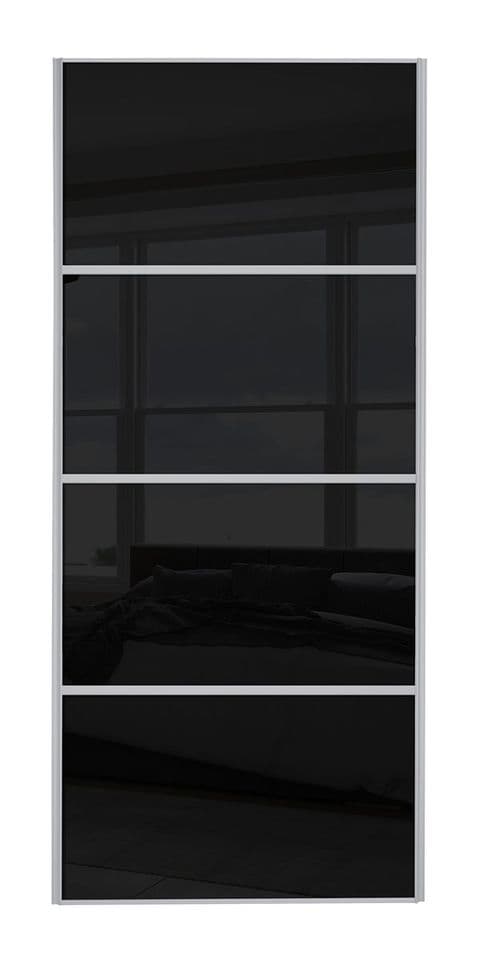 Classic 4 Panel , Silver frame/ Black glass door